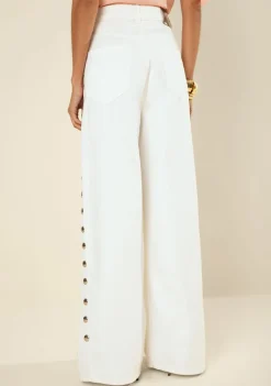 Calça Morena Rosa Pantalona Alta Off White