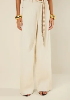 Calça Morena Rosa Pantalona Alta Bege