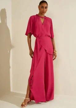 Calça Morena Rosa Pantalona Alta Rosa