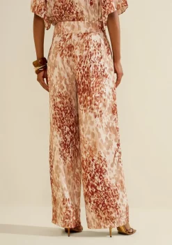 Calça Morena Rosa Pantalona Alta Bege/Vermelho