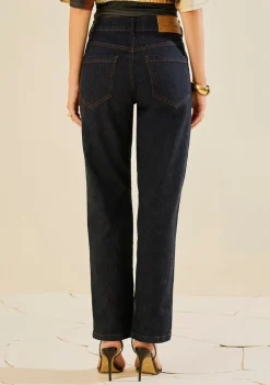 Calça Morena Rosa Reta Alta Azul