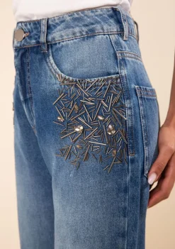 Calça Morena Rosa Reta Alta Azul