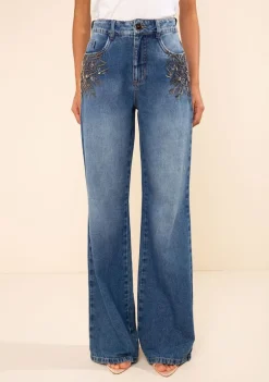 Calça Morena Rosa Reta Alta Azul