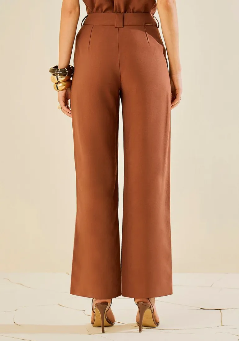 Calça Morena Rosa Reta Alta Marrom
