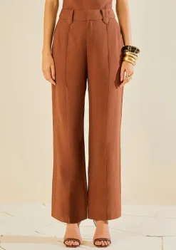 Calça Morena Rosa Reta Alta Marrom