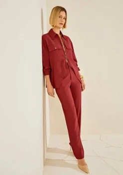 Calça Morena Rosa Reta Alta Vermelho