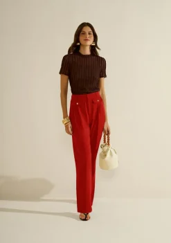 Calça Morena Rosa Reta Alta Vermelho