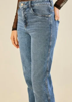 Calça Morena Rosa Reta Média Azul