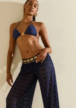 Calça Morena Rosa Reta Média Azul Escuro