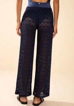 Calça Morena Rosa Reta Média Azul Escuro