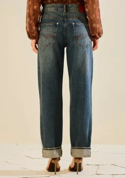 Calça Morena Rosa Reta Média Azul
