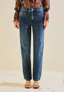 Calça Morena Rosa Reta Média Azul
