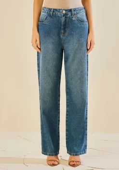 Calça Morena Rosa Reta Média Azul