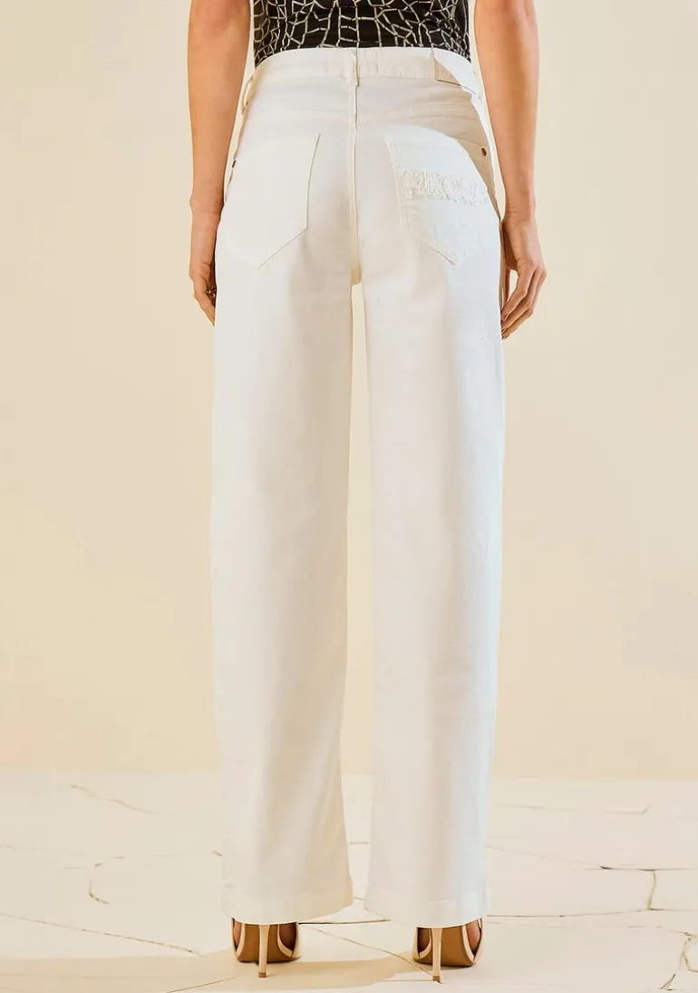 Calça Morena Rosa Reta Média Off White