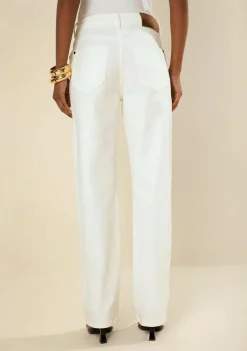 Calça Morena Rosa Reta Média Off White