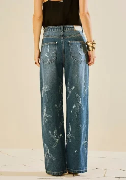 Calça Morena Rosa Wide Alta Azul