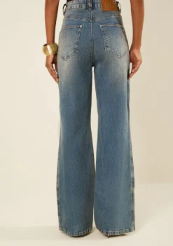 Calça Morena Rosa Wide Alta Azul