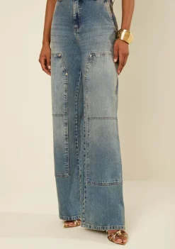 Calça Morena Rosa Wide Alta Azul