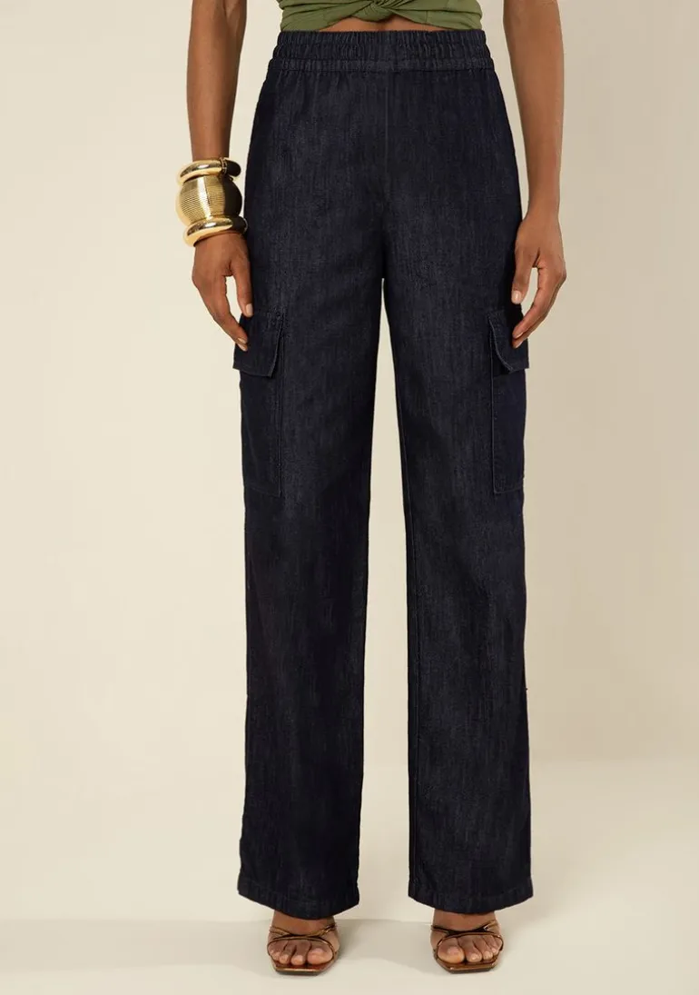 Calça Morena Rosa Wide Alta Azul