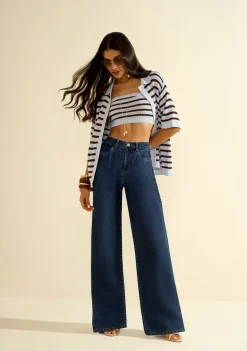 Calça Morena Rosa Wide Média Azul