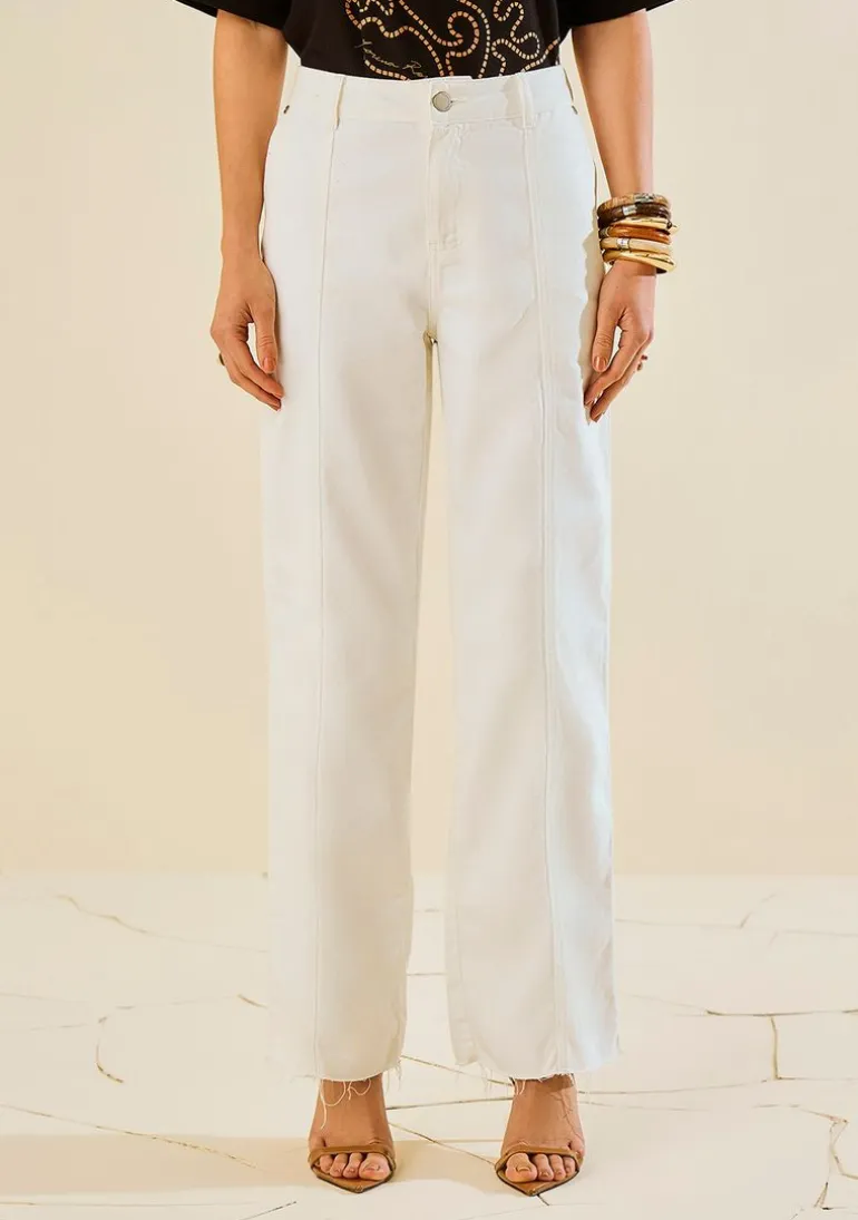 Calça Morena Rosa Wide Média Off White