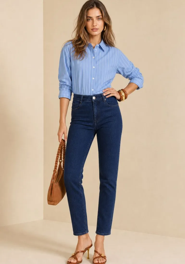 Calça Skinny Alta Azul