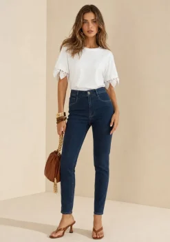 Calça Skinny Alta Azul