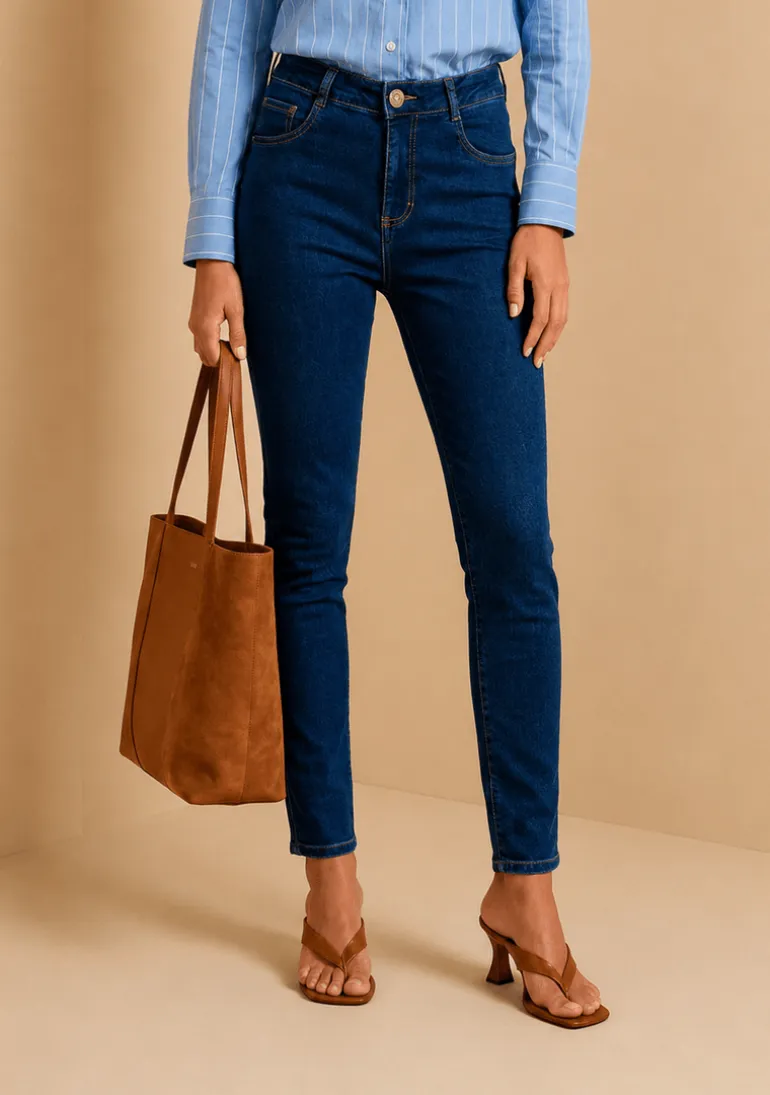 Calça Skinny Média Azul