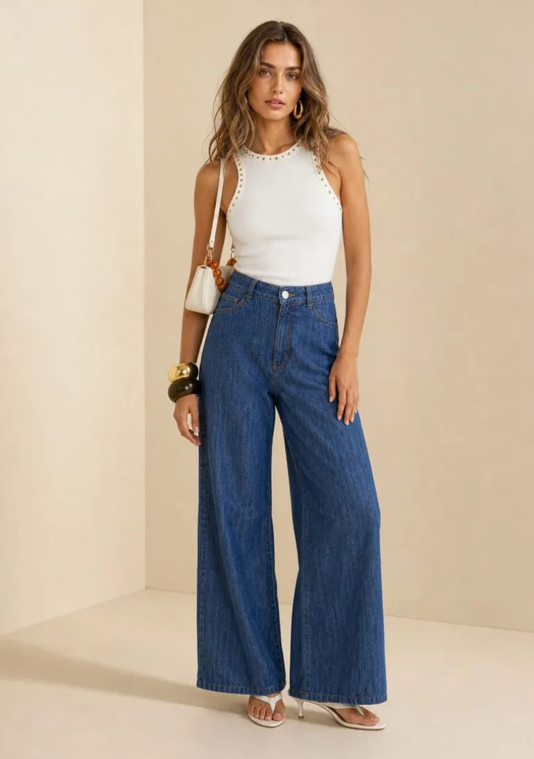 Calca Pantalona Profundo Azul