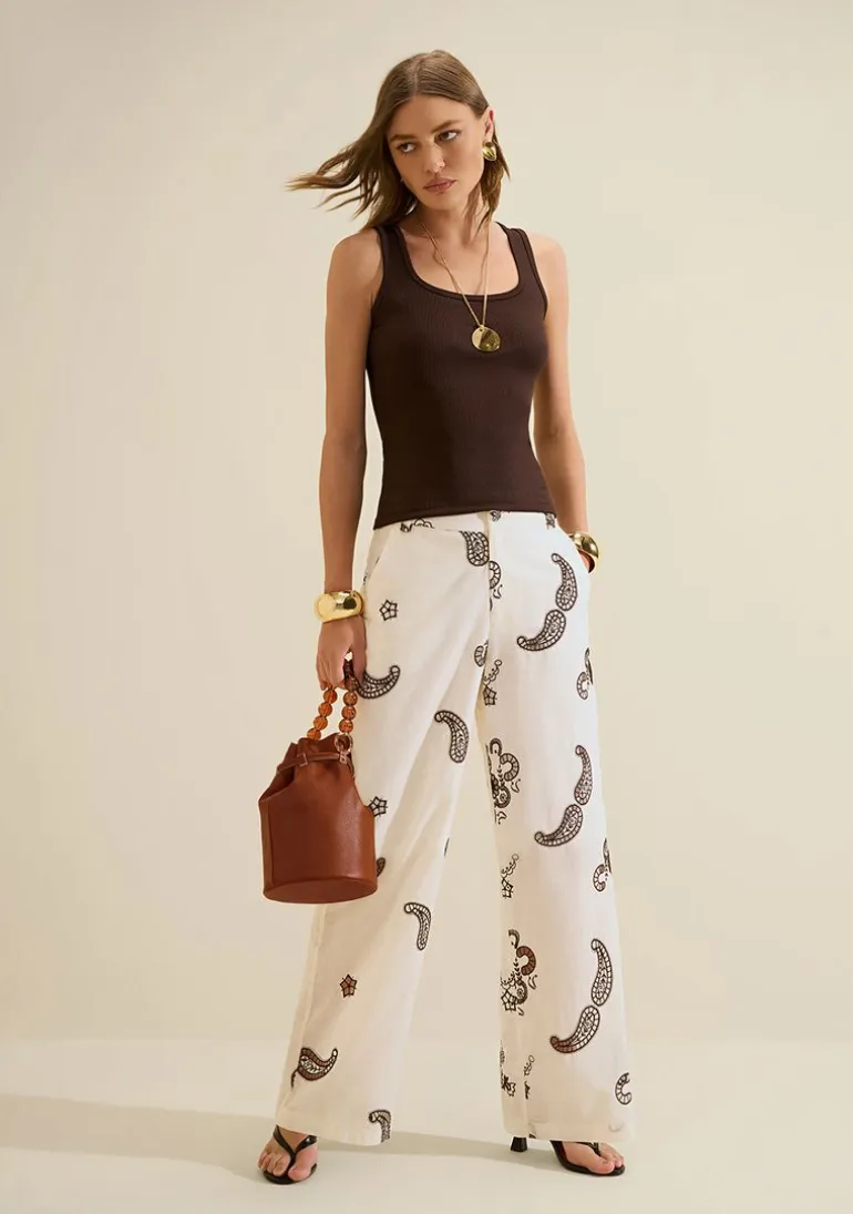 Calca Reta Arabesca Off White