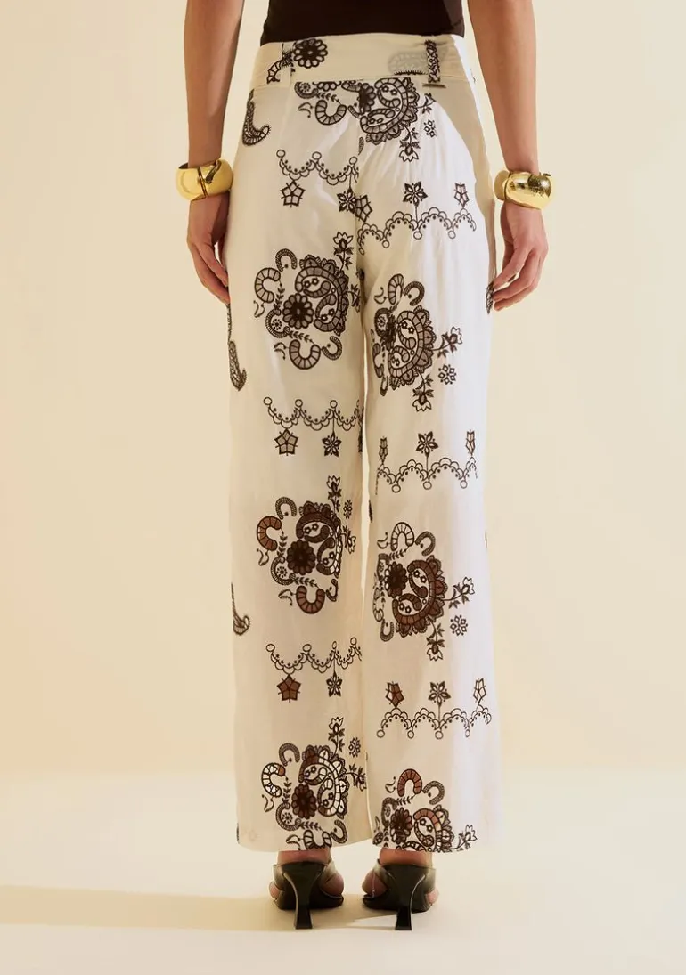 Calca Reta Arabesca Off White