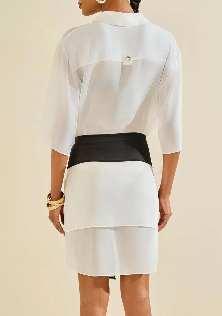 Camisa Manga Media Envoltura Off White