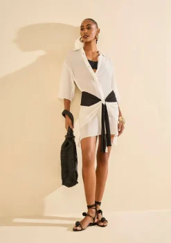 Camisa Manga Media Envoltura Off White