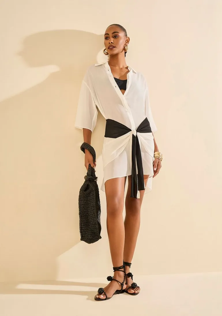Camisa Manga Media Envoltura Off White