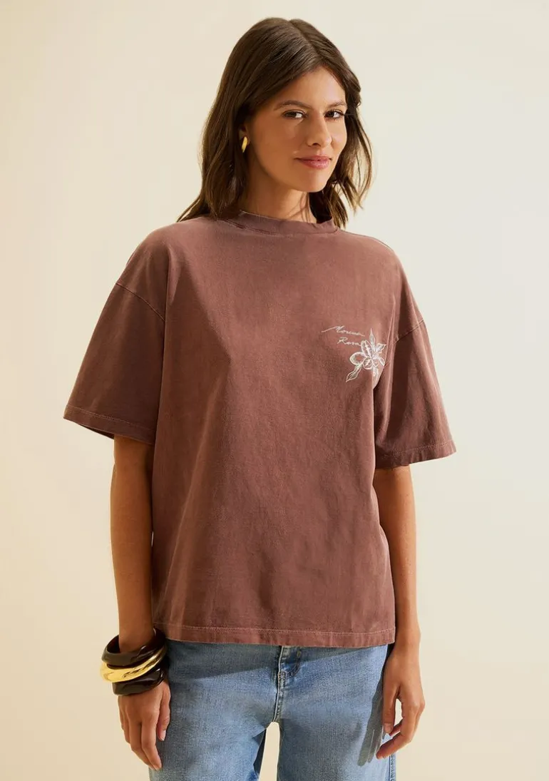 Camiseta Manga Curta Moka Marrom