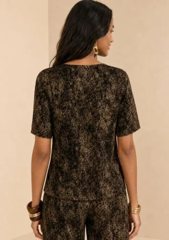 Camiseta Manga Curta Vereda Preto/bege