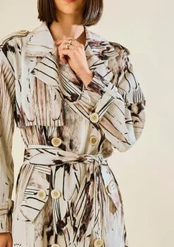Casaco Morena Rosa Solto Manga Longa Alongado Off White/Marrom