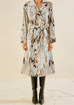 Casaco Morena Rosa Solto Manga Longa Alongado Off White/Marrom