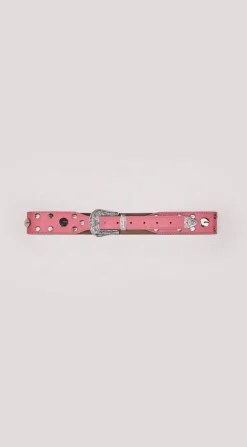 Cinto Morena Rosa Cintura Quadril Fino Com Rebite Rosa