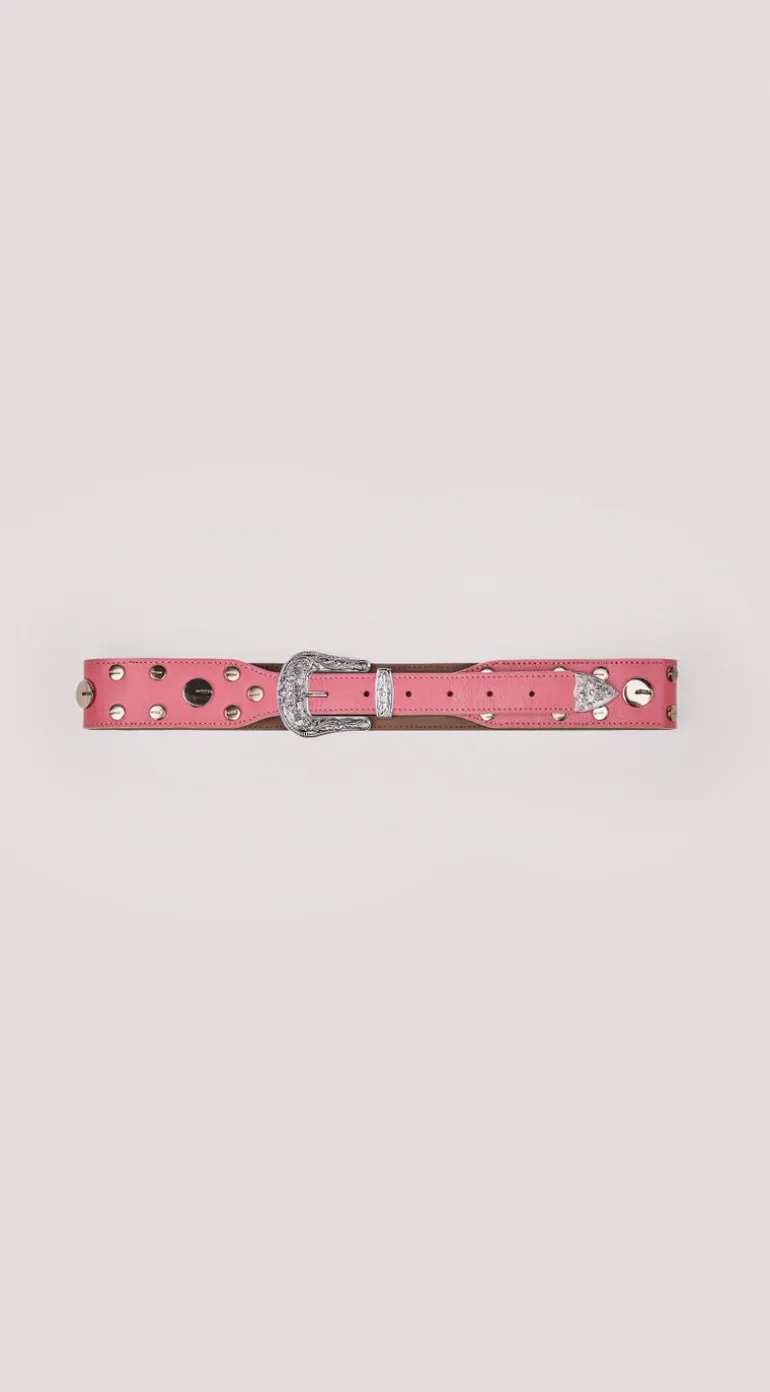 Cinto Morena Rosa Cintura Quadril Fino Com Rebite Rosa
