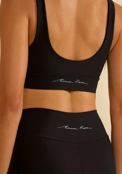 Conjunto Morena Rosa Top Com Alça Bermuda Ajustada Cintura Alta Preto