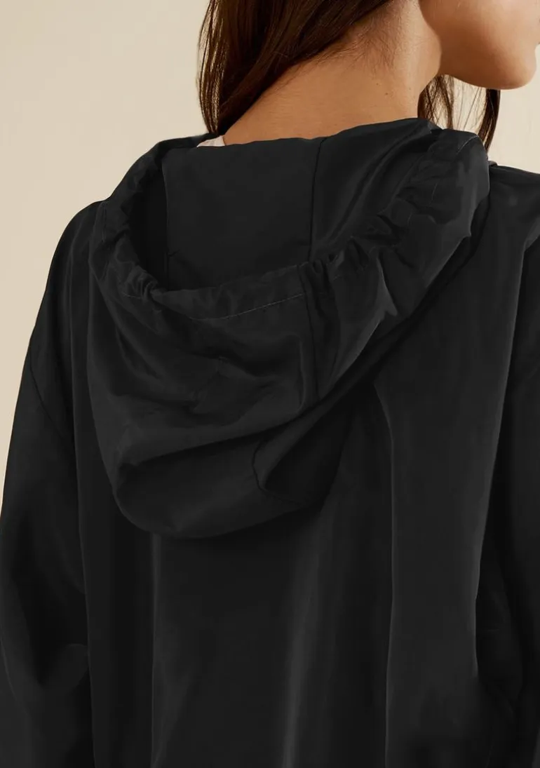 Jaqueta Morena Rosa Oversized Manga Longa Padrão Preto