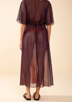 Kaftan Morena Rosa Solto Manga Curta Alongado Laranja