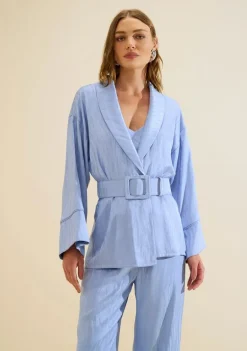Kimono Manga Longa Aurora Azul