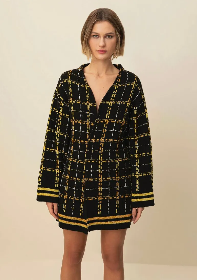 Kimono Morena Rosa Alongado Tricô Amarelo