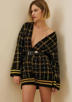 Kimono Morena Rosa Alongado Tricô Amarelo