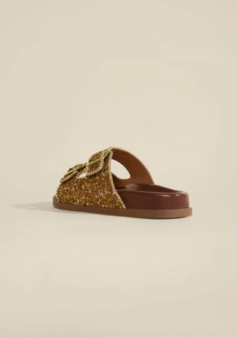 Rasteira Papete Crema Caramelo