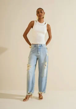 Regata Morena Rosa Ajustada Decote Careca Padrão Off White