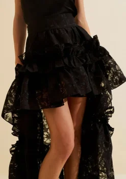 Saia Evase Curta Noir Preto