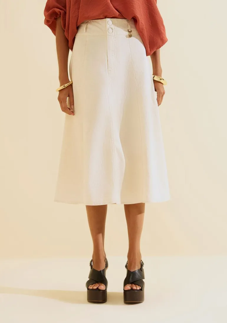 Saia Evase Midi Salina Off White